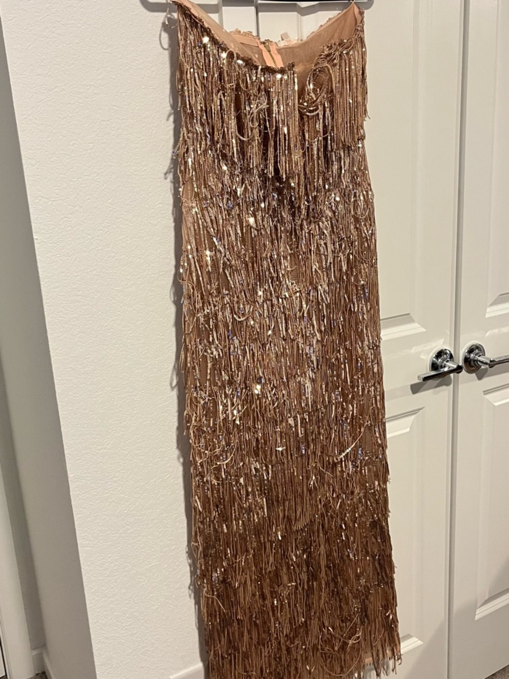Miss Lola Gold Fringe Maxi Dress